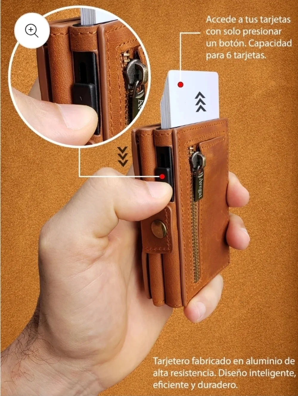 NWT Avegat Leather Wallet Metal Card Holder RFID Protection Tri-Fold Gift Box
